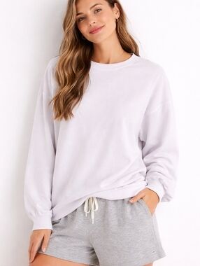 Aerie ($65) Purple Crewneck Sweatshirt Relaxed Fit Cozy Lounge Pullover